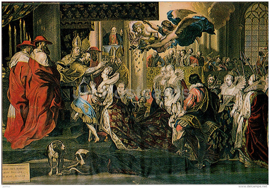 Coronation of Marie de Medici - horse - angel - Mirbach´s Palace - art - Slovakia - unused - JH Postcards