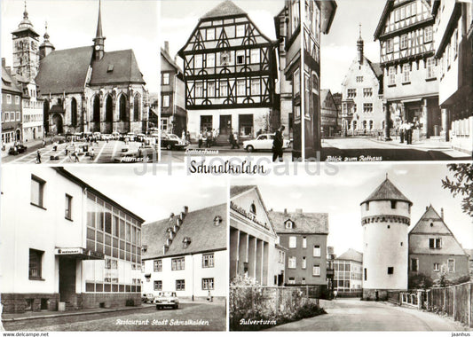 Schmalkalden - Altmarkt - Lutherhaus - Rathaus - restaurant - Pulverturm - 1988 - Germany DDR - used - JH Postcards
