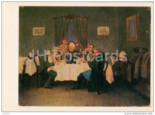 painting by L. Solomatkin - carousal Dealers , 1880 - Russian art - Russia USSR - 1969 - unused - JH Postcards