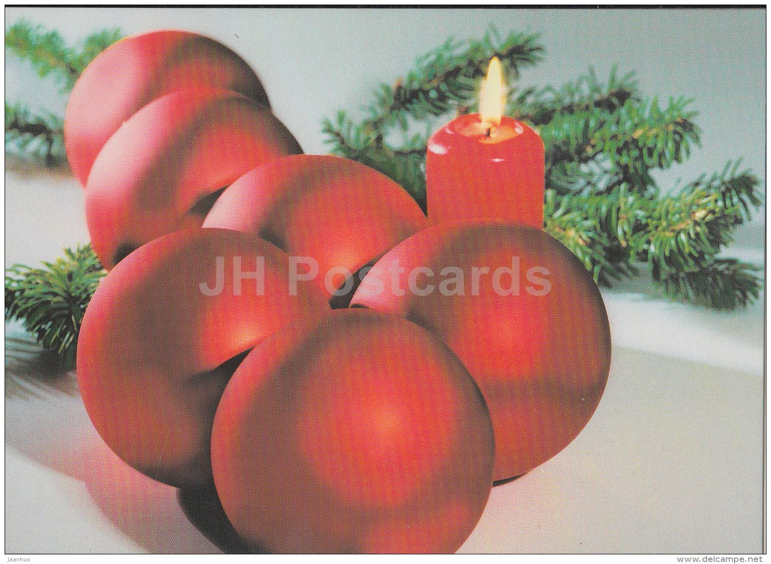 Christmas Greeting Card - decoration - candle - Estonia - used in 1998 - JH Postcards