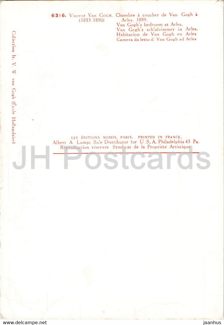 Gemälde von Vincent van Gogh – Chambre a coucher de van Gogh a Arles – Schlafzimmer in Arles – Niederländische Kunst – Frankreich – unbenutzt