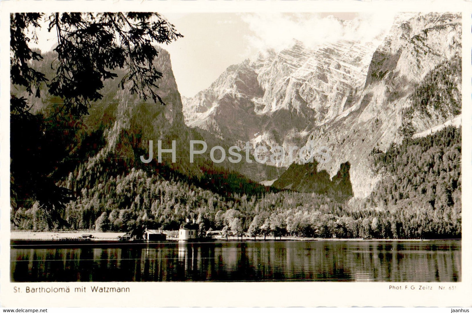 St Bartholoma mit Watzmann - old postcard - Germany - unused - JH Postcards