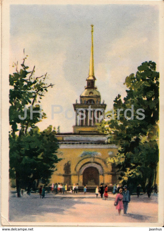 Leningrad - St. Petersburg - Admiralty - illustration by K. Dzhakov - 1961 - Russia USSR - unused - JH Postcards