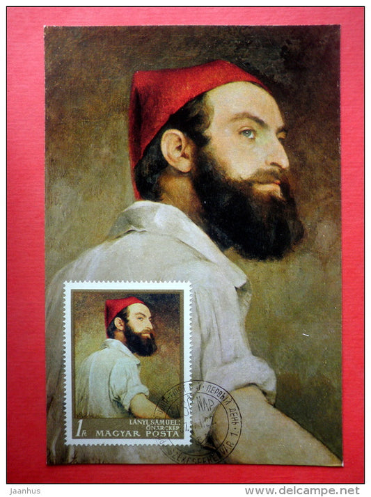 Maximum Card - painting by Lanyi Samuel , Self-Portrait - 1967 - Hungary - unused - JH Postcards