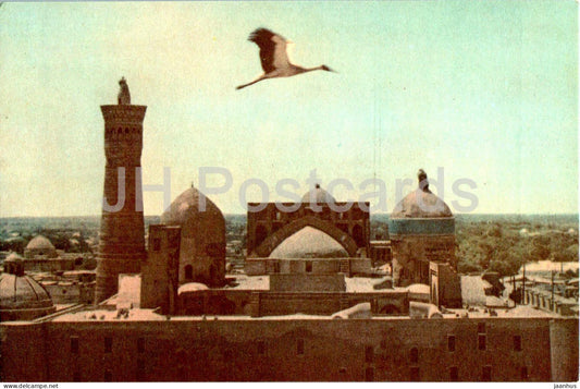 Bukhara - general view by Kalyan square - architectural monuments of Uzbekistan - 1967 - Uzbekistan USSR - unused