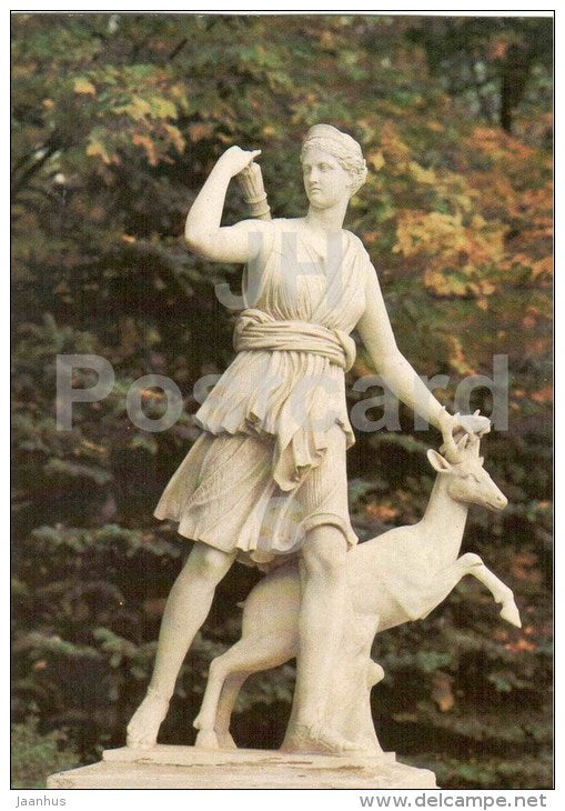 Artemis with a Deer , sculpture - Arkhangelskoye Palace - 1983 - Russia USSR - unused - JH Postcards
