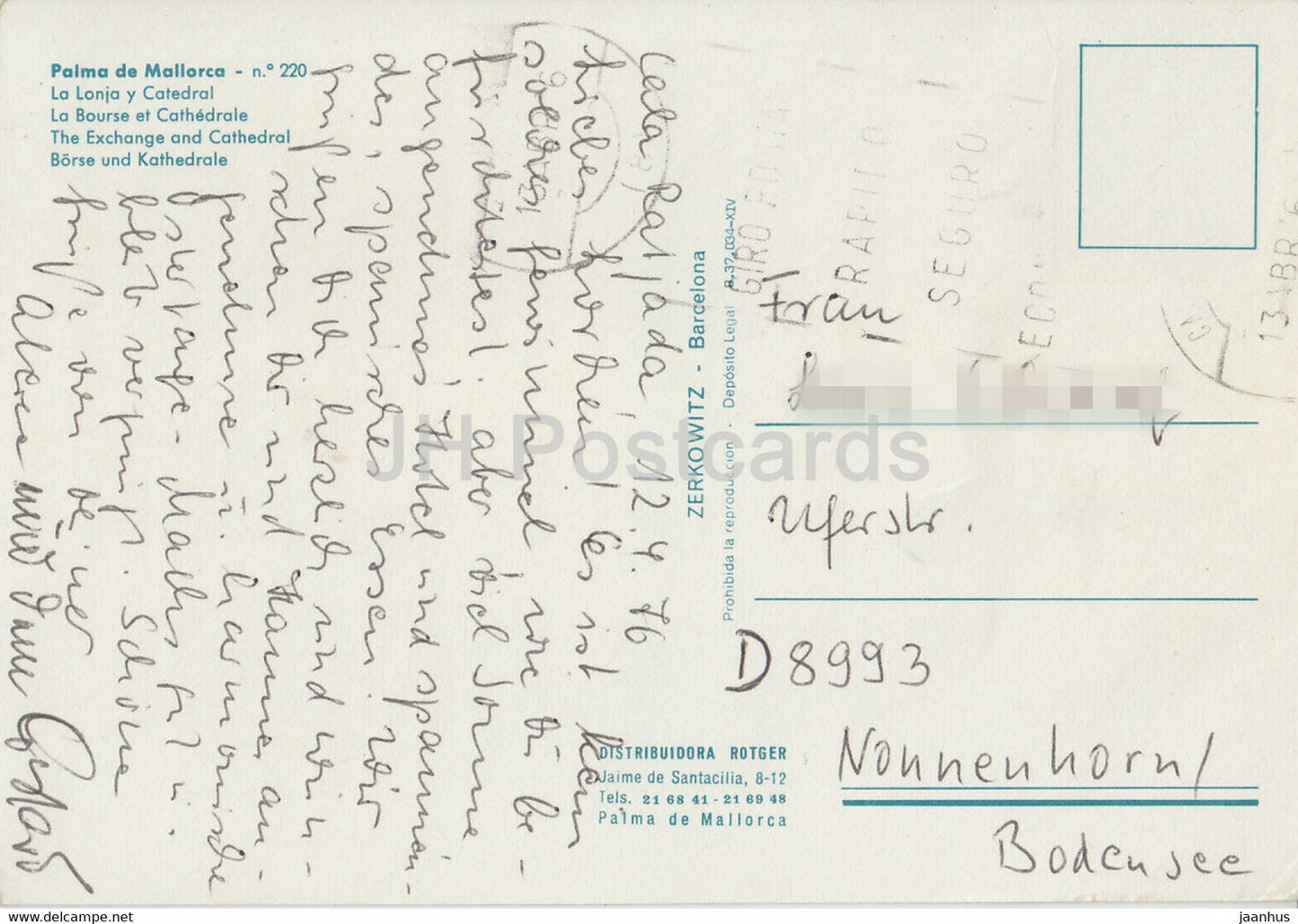 Palma de Mallorca - La Lonja y Catedral - The Exchange and cathedral  - 220 - 1976 - Spain - used