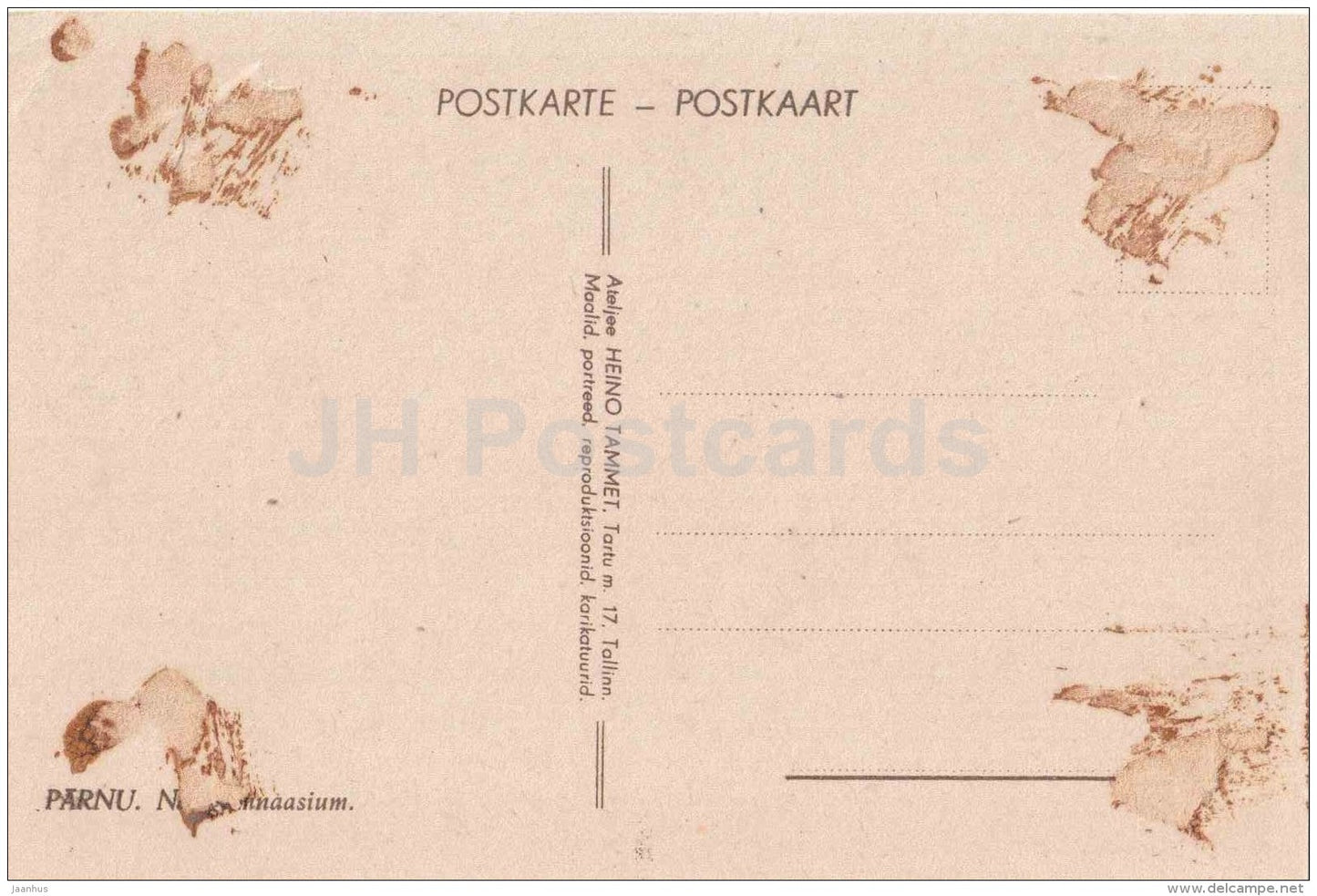 Women´s Gymnasium - Parnu - on thin paper - old postcard - Estonia - unused - JH Postcards