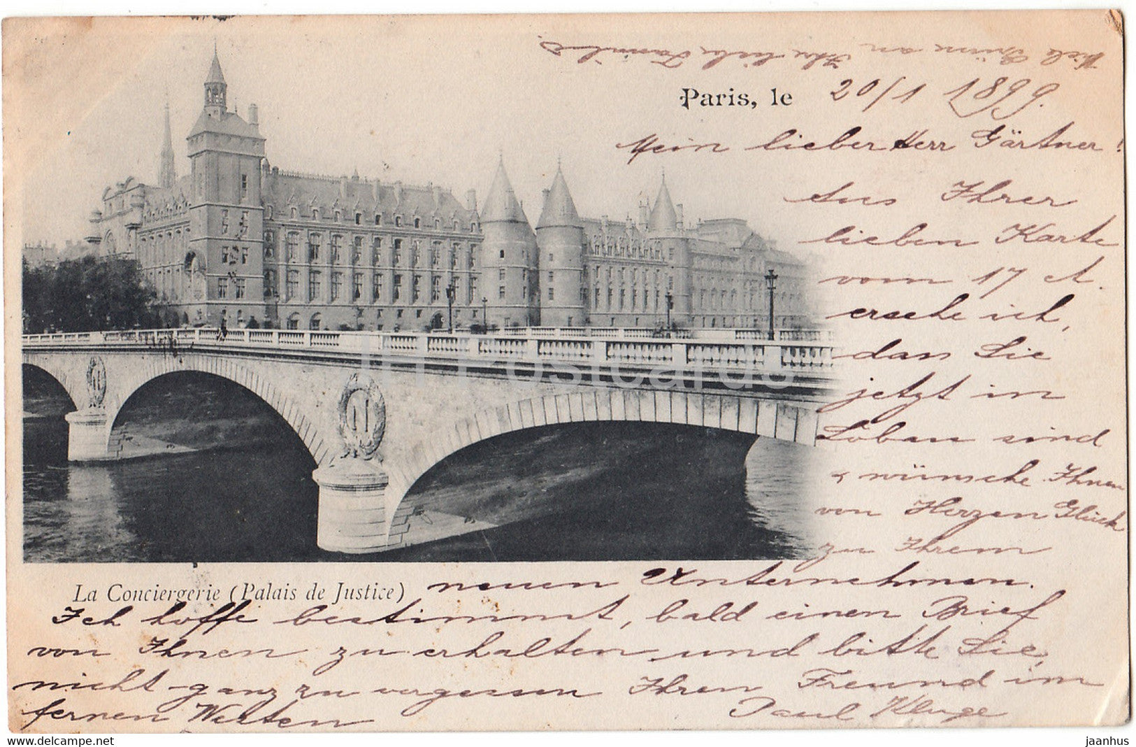 Paris - La Conciergerie - Palais de Justice - old postcard - 1899 - France - used - JH Postcards