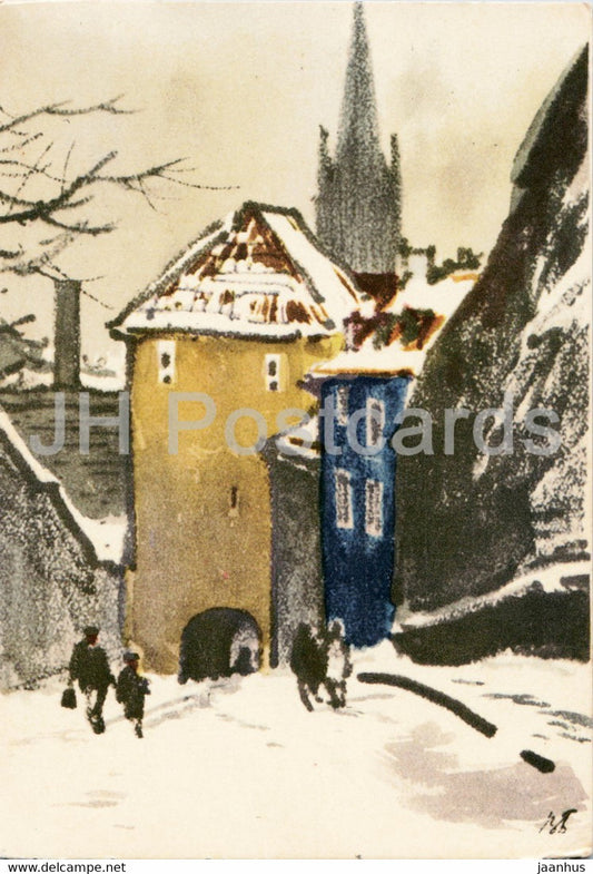 Tallinn - Pikk Jalg - Old Town - illustration by V. Bogatkin - 1965 - Estonia USSR - unused - JH Postcards