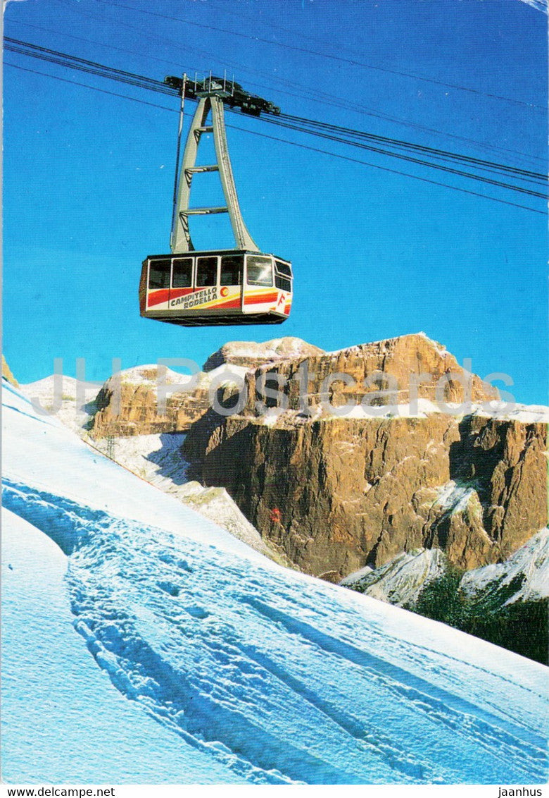 Dolomiti - Val di Fassa  - Campitello - Funivia Campitello Rodella - cable car - 1987 - Italy - used - JH Postcards
