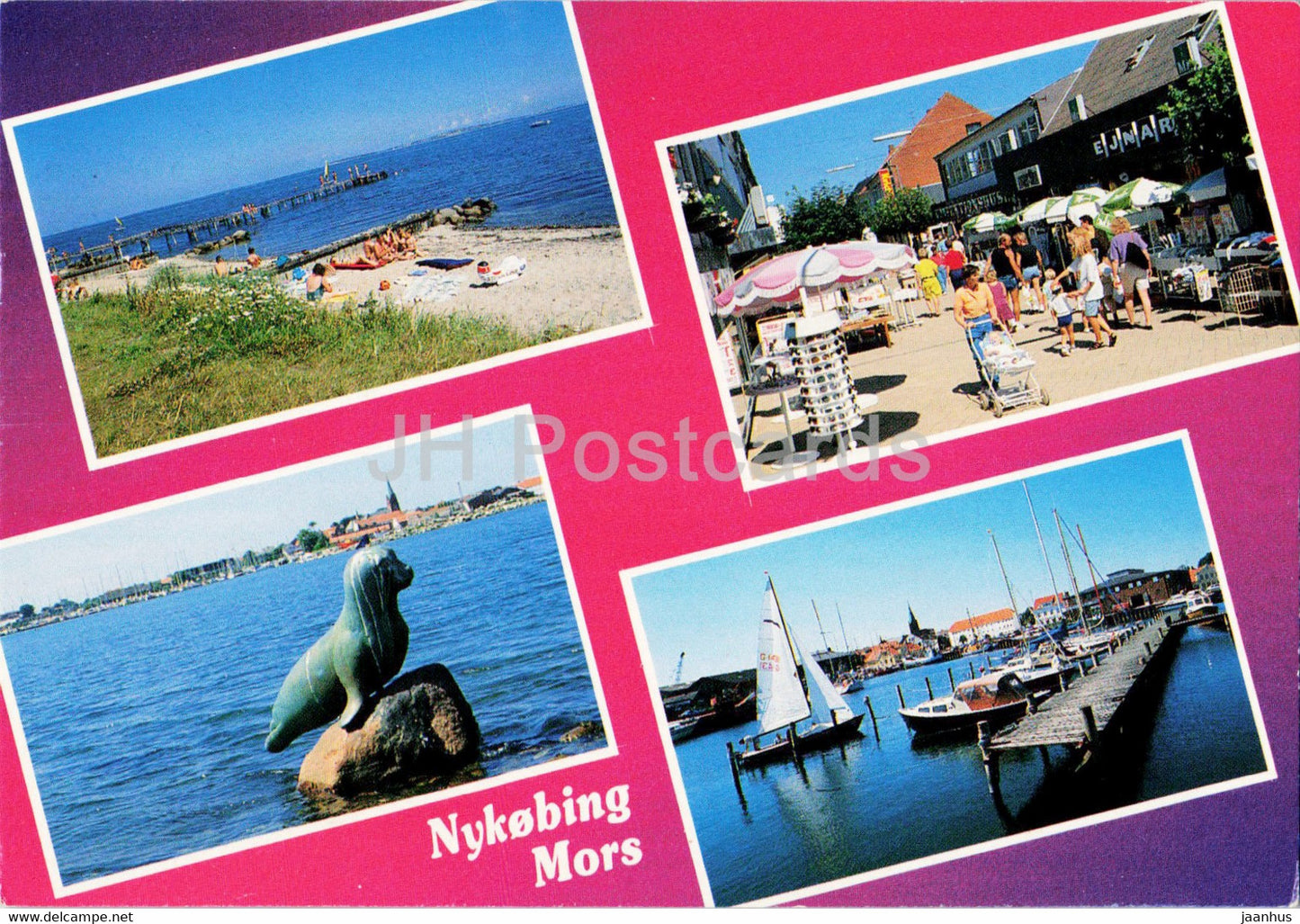 Nykobing Mors - street view - sea - port - multiview - 9139 - 1994 - Denmark - used - JH Postcards