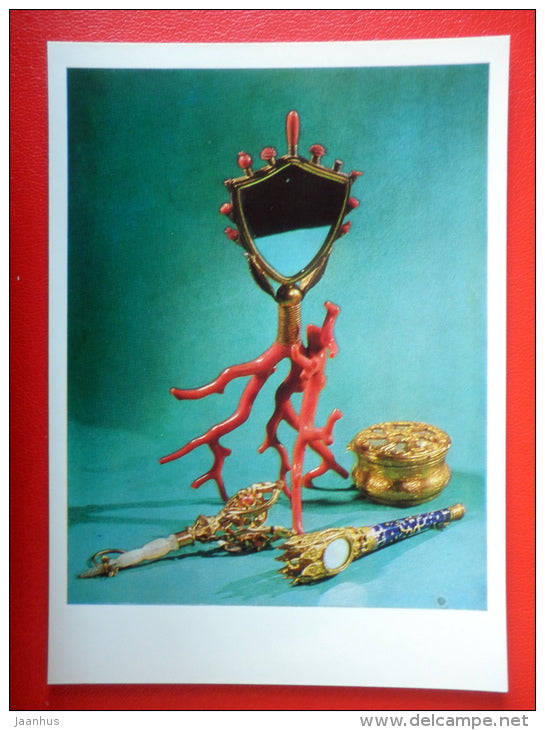 Toilet Set: Mirror , Small Box and Porte-Boquets XIX century - Russia - Applied Arts - 1970 - Russia USSR - unused - JH Postcards