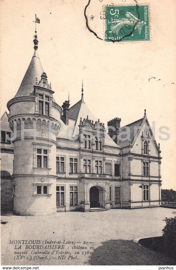 Montlouis - La Bourdaisiere - chateau - castle - old postcard - 1909 - France - used