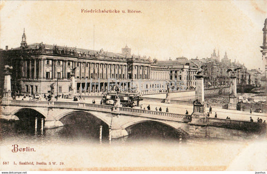 Berlin - Friedrichsbrucke u Borse - bridge - tram - 587 - old postcard - Germany - unused - JH Postcards