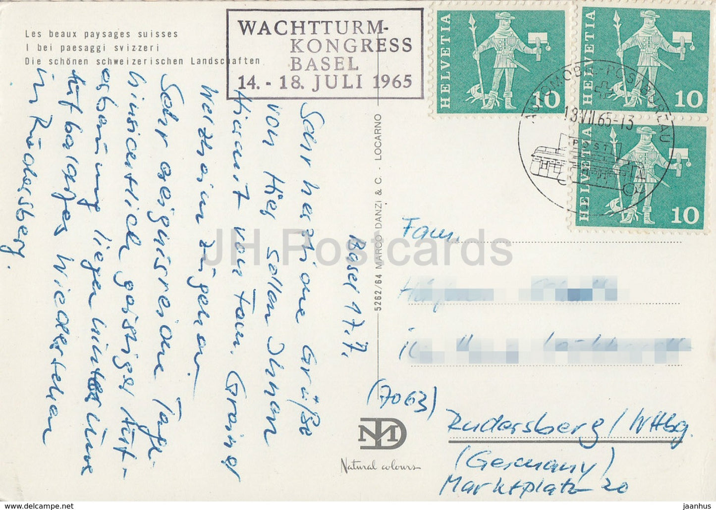 Les beaux paysages Suisses - church - 1965 - Switzerland - used
