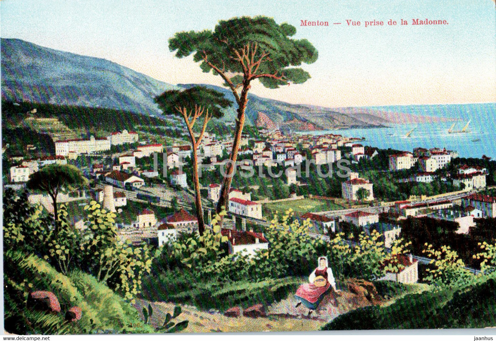 Menton - vue prise de la Madonne - old postcard - France - unused - JH Postcards