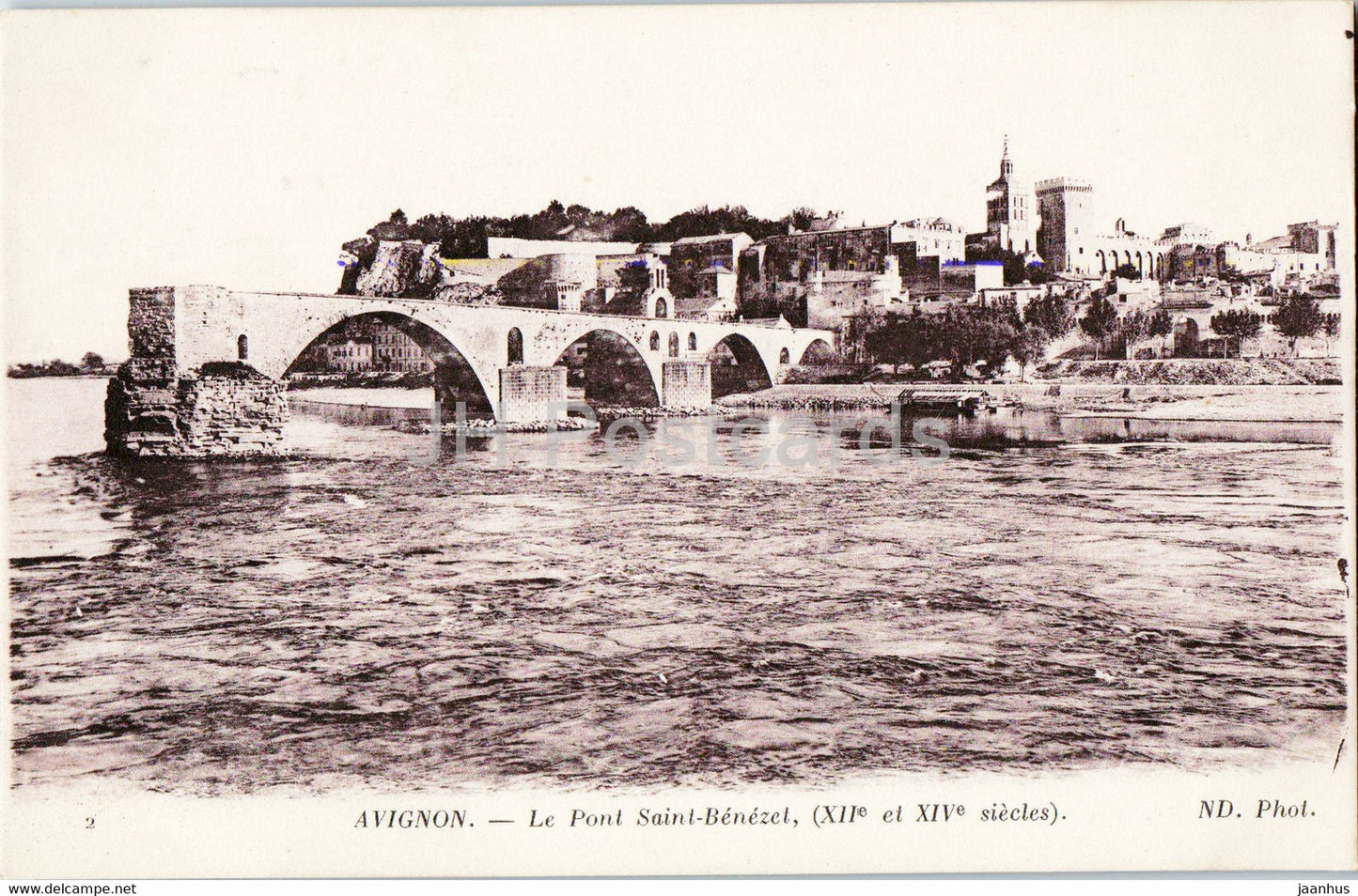 Avignon - Le Pont Saint Benezet - 2 - bridge - old postcard - France - unused - JH Postcards