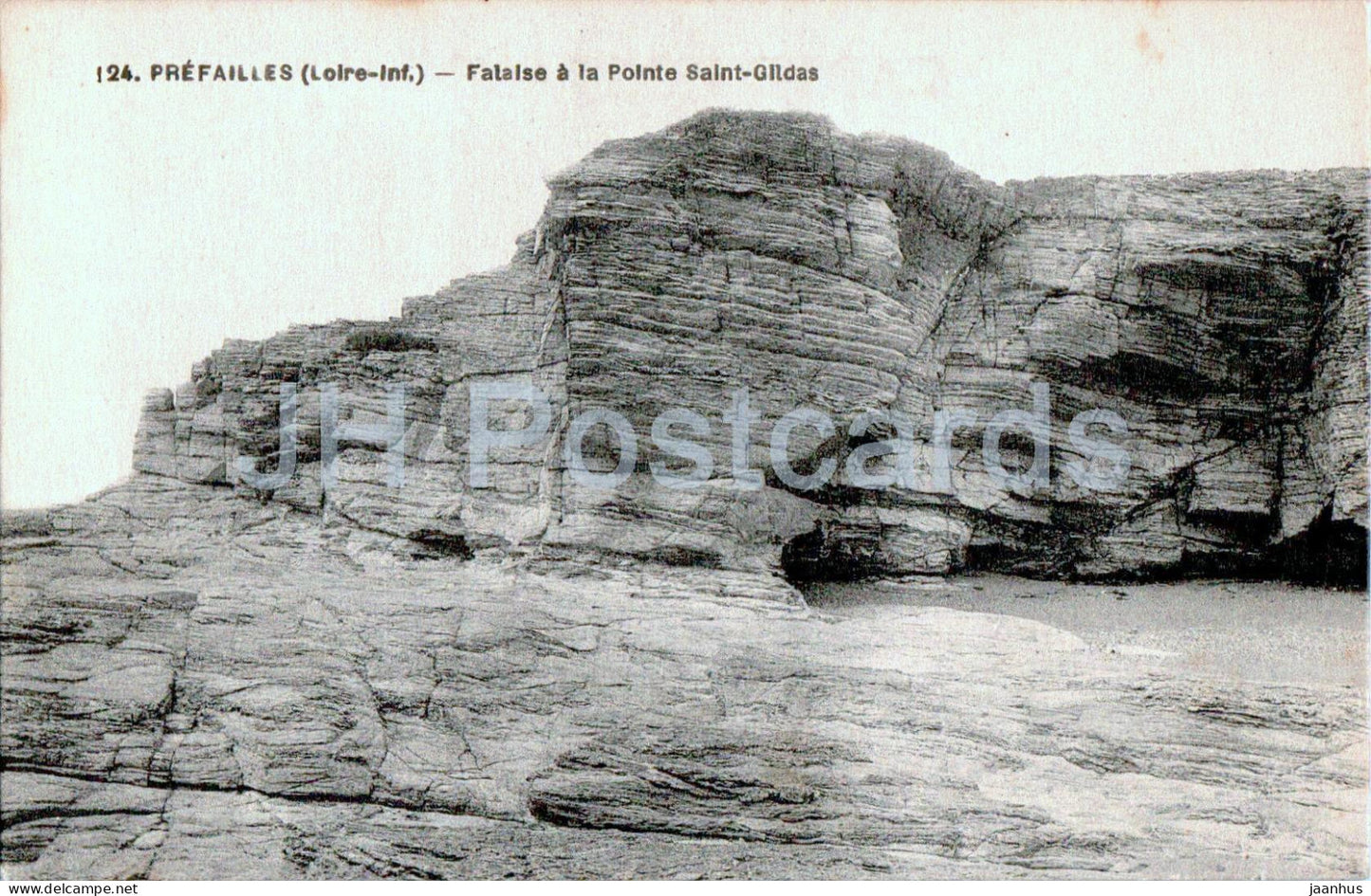 Prefailles - Falaise a la Pointe Saint Gildas - cliff - 124 - old postcard - France - unused - JH Postcards