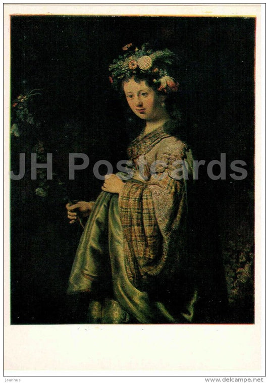 painting by Pieter de Hooch - Saskia as Flora , 1634 - Dutch art - Netherlands - 1981 - Russia USSR - unused - JH Postcards