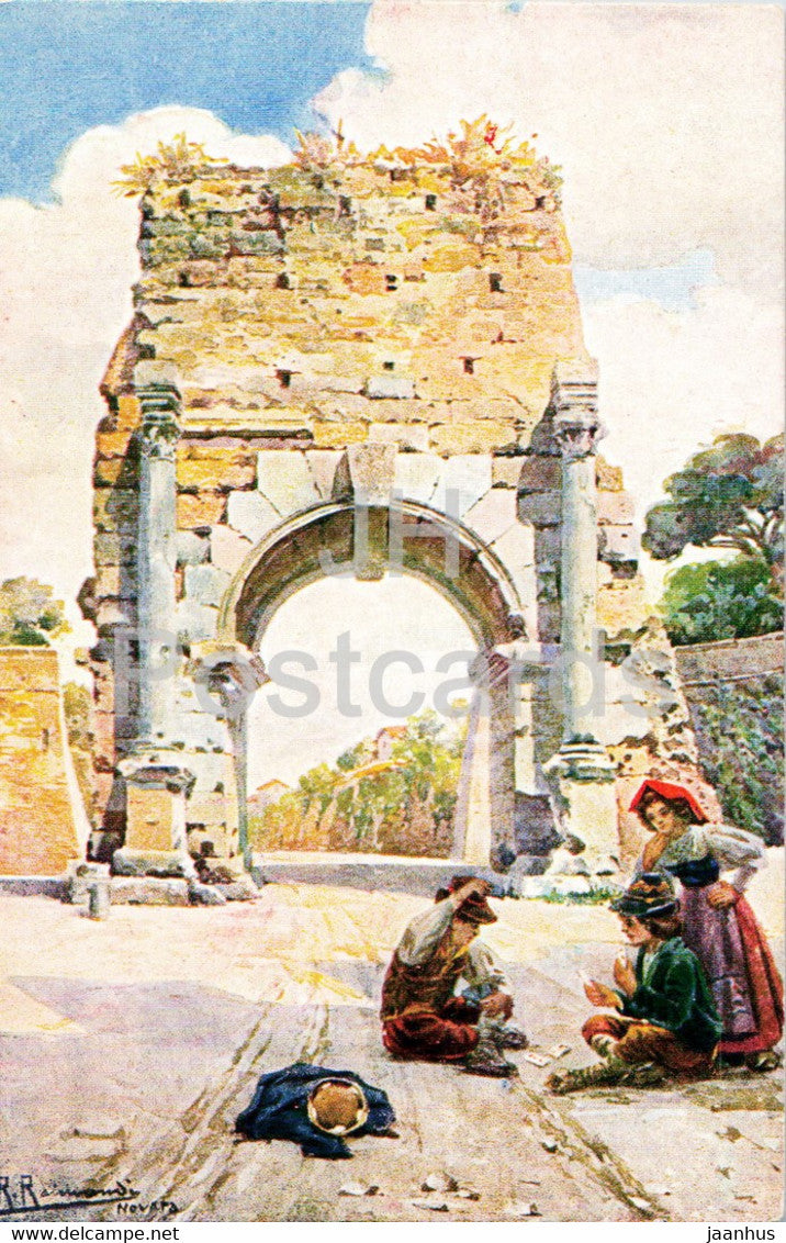 Roma - Rome - Arco di Druso - Arch of Drusus - illustration - ancient world - 4266-7 - old postcard - Italy - unused - JH Postcards