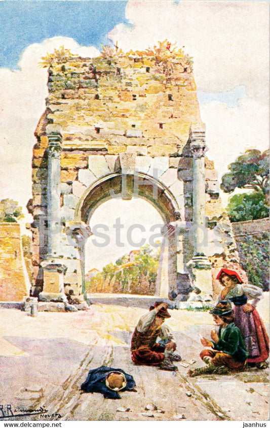 Roma - Rome - Arco di Druso - Arch of Drusus - illustration - ancient world - 4266-7 - old postcard - Italy - unused - JH Postcards