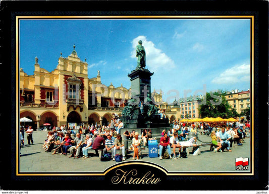 Krakow - Rynek Glowny - pomnik Adama Mickiewicza - The Main Market square - monument - Poland - unused - JH Postcards