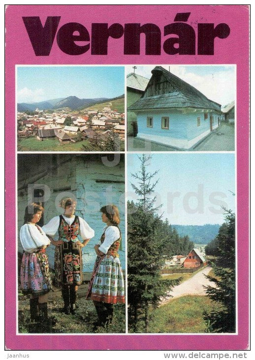 Vernar - village views - architecture - folk costumes - Czechoslovakia - Slovakia - used 1978 - JH Postcards