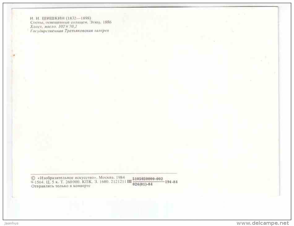 painting by I. I. Shishkin - Pines by Sunlight , 1886 - russian art - unused - JH Postcards