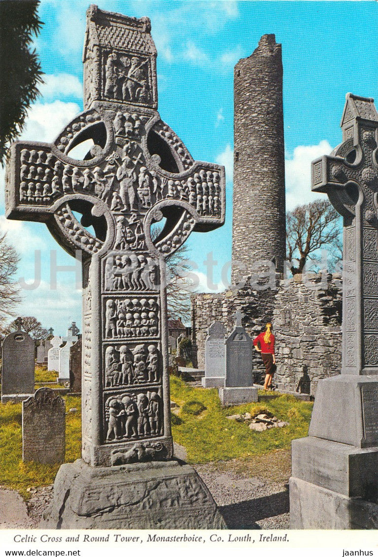 Celtic Cross and Round Tower - Monasterboice Co Louth - Ireland - unused - JH Postcards