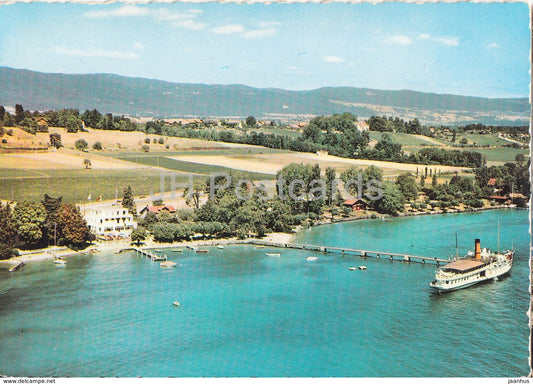 hotel d'Alleves Beach - Rives d'Or - steamer - passenger ship - Switzerland - unused - JH Postcards
