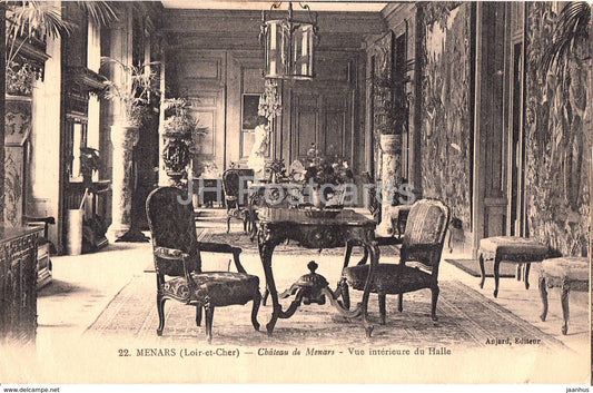 Menars - Chateau de Menars - vue interieure du Halle - castle - 22 - old postcard - 1931 - France - used - JH Postcards