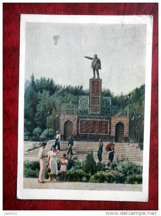Ashkhabad, Ashabad - Monument to Lenin at Lenin Square - stamped, sent to Estonia - 1957 - Turkmenistan - USSR - used - JH Postcards