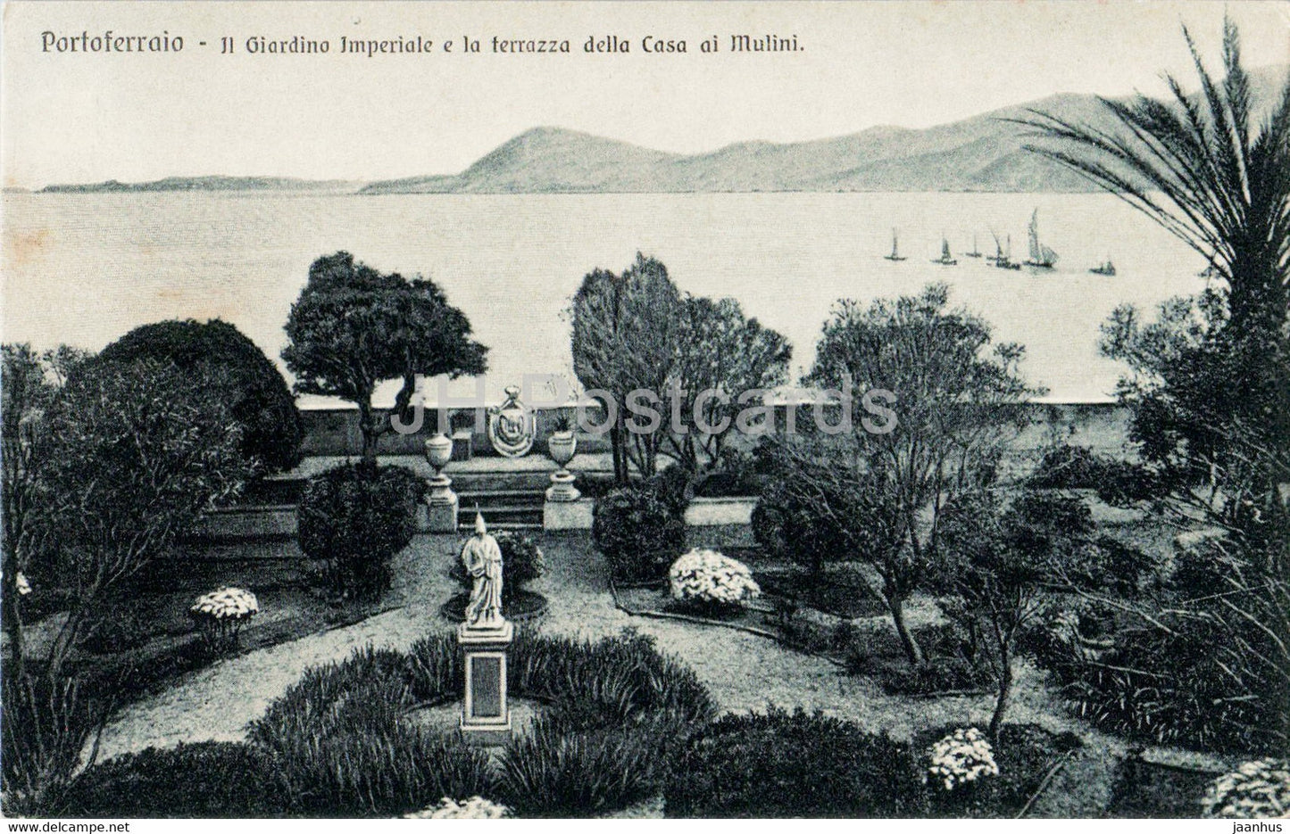 Portoferraio - Il Giardino Imperiale e la terrazza della Casa ai Mulini - old postcard - Italy - unused - JH Postcards