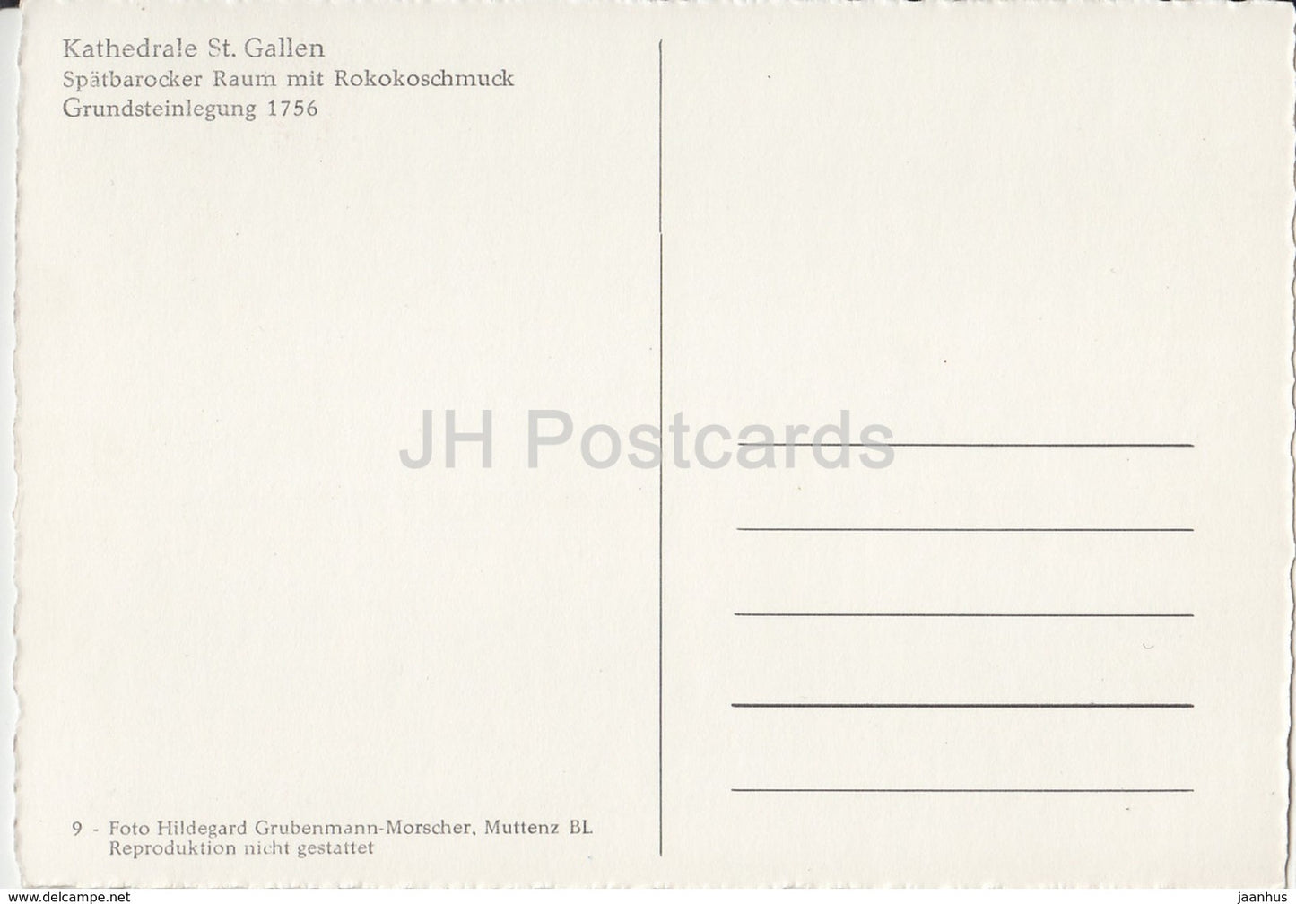 Kathedrale St. Gallen - Spatbarocker Raum mit Rokokoschmuck - Kathedrale - Schweiz - alte Postkarte - unbenutzt