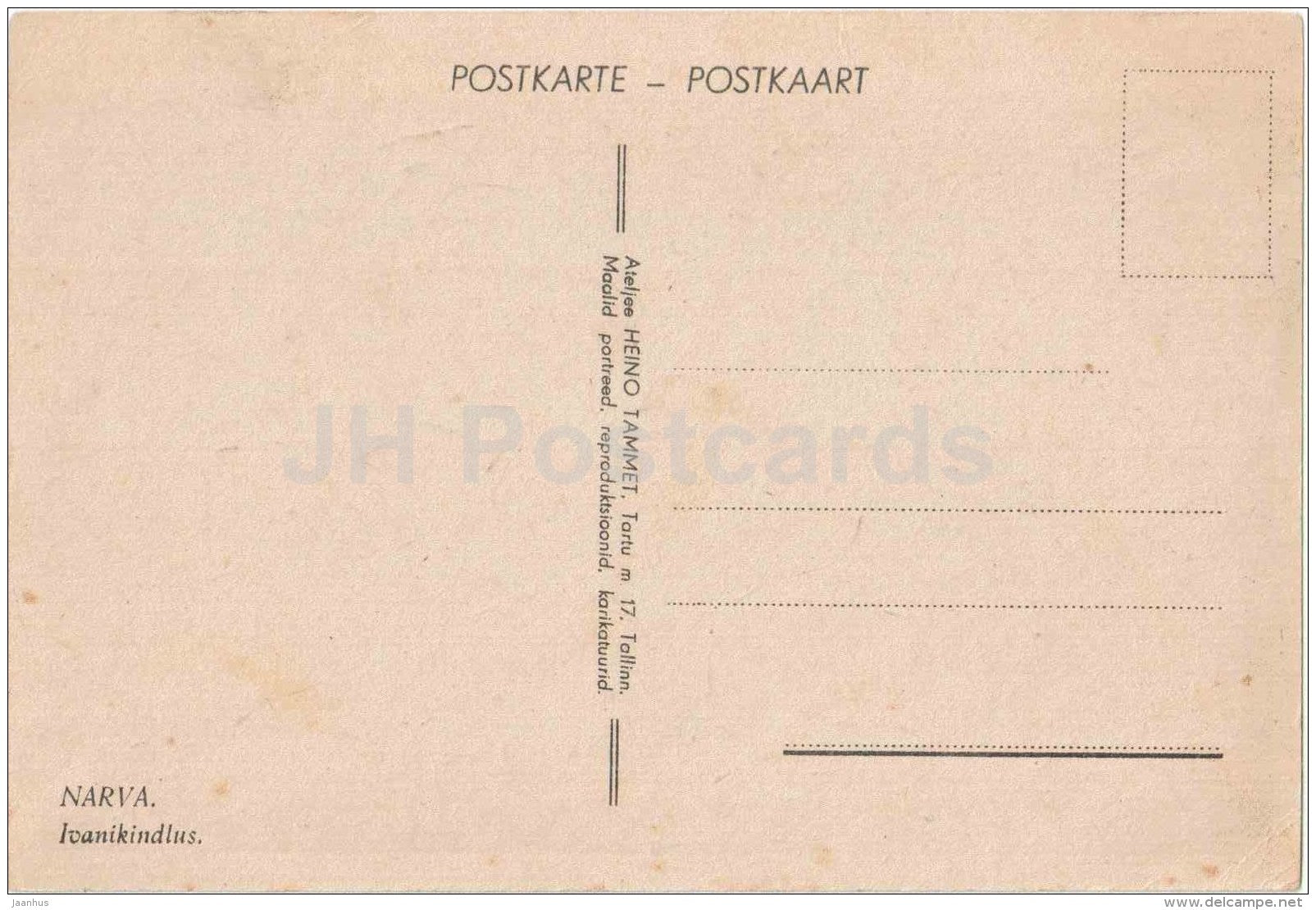 Jaanilinn castle - Ivanikindlus - Narva - on thin paper - old postcard - Estonia - unused - JH Postcards