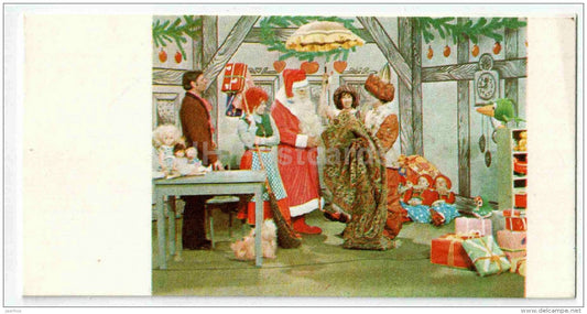 New Year Greeting Card - 1 - TV show - SantaClaus - 1980 - Estonia USSR - used - JH Postcards