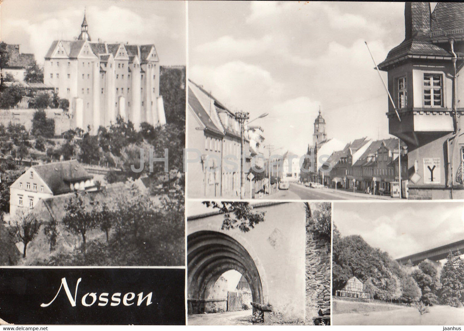 Nossen - Schloss - Rom Tor - Kloster Altzella - Markt - Huthaus und Autobahnbrucke - 1976 - Germany - used - JH Postcards