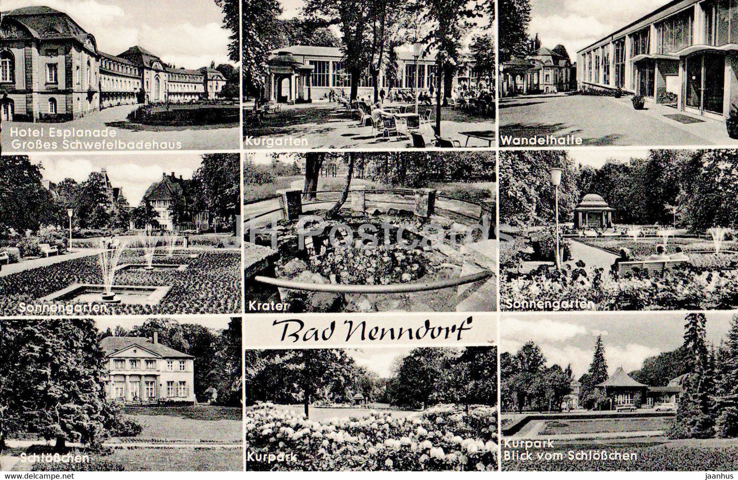 Bad Nenndorf - Hotel Esplanade - Kurgarten - Wandelhalle - Sonnengarten - Krater - Kurpark - 1961 - Germany - used - JH Postcards