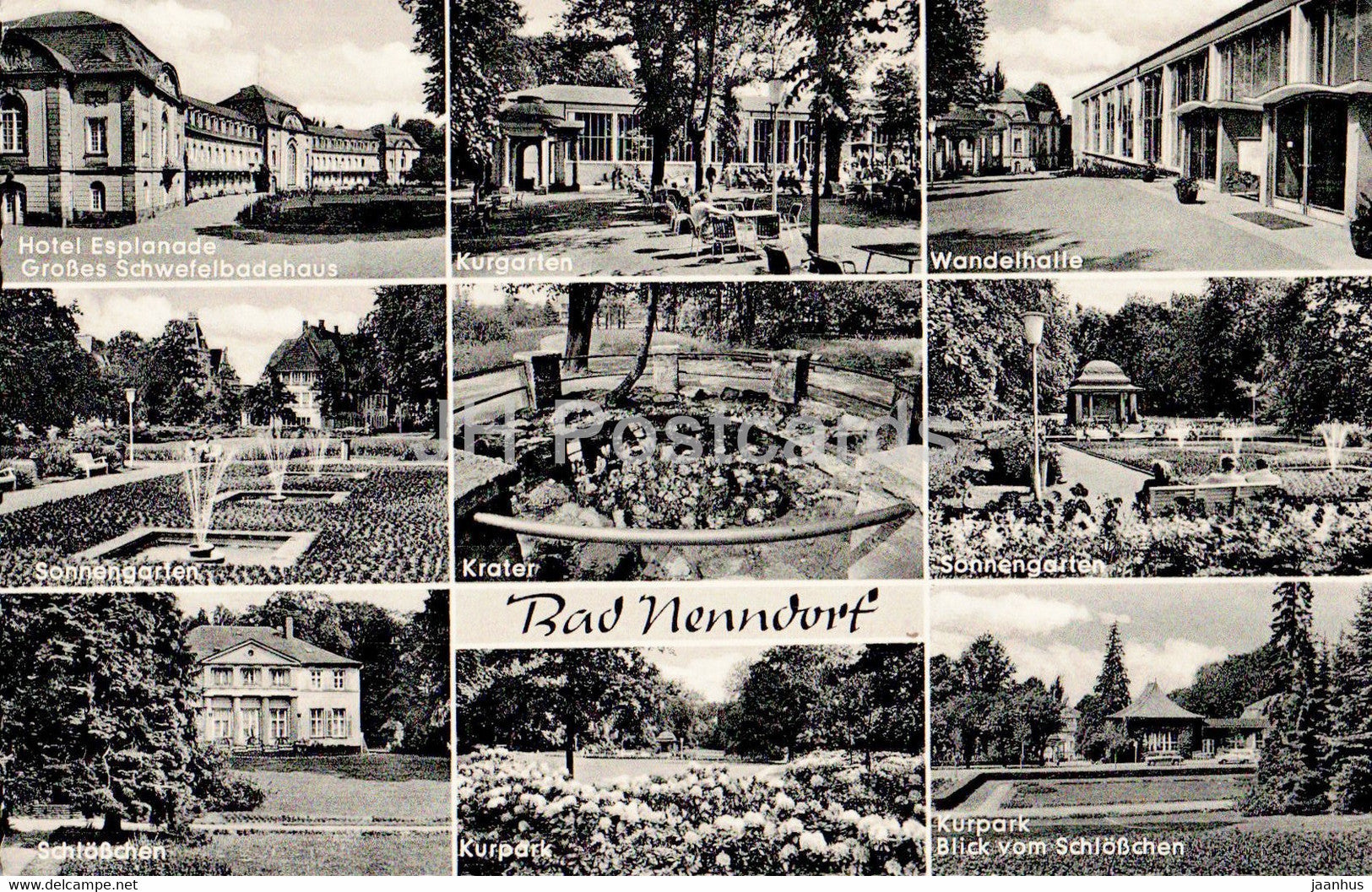 Bad Nenndorf - Hotel Esplanade - Kurgarten - Wandelhalle - Sonnengarten - Krater - Kurpark - 1961 - Germany - used - JH Postcards