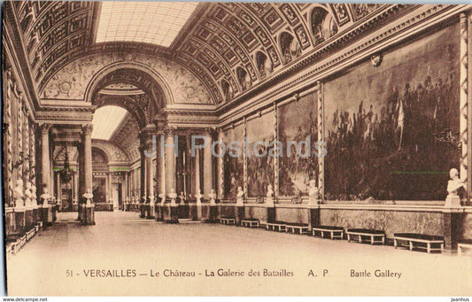 Versailles - Le Chateau - La Galerie des Batailles - 51 - Battle Gallery - old postcard - France - unused - JH Postcards