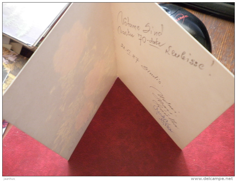 Greeting card - red carnation - flowers - 1987 - Estonia USSR - used - JH Postcards