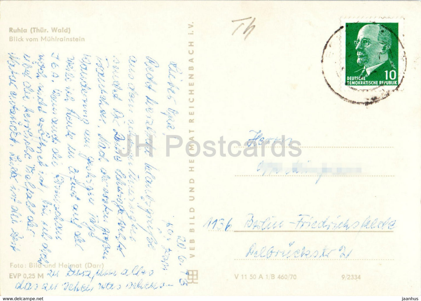 Ruhla - Blick vom Muhlrainstein - carte postale ancienne - 1973 - Allemagne DDR - utilisé