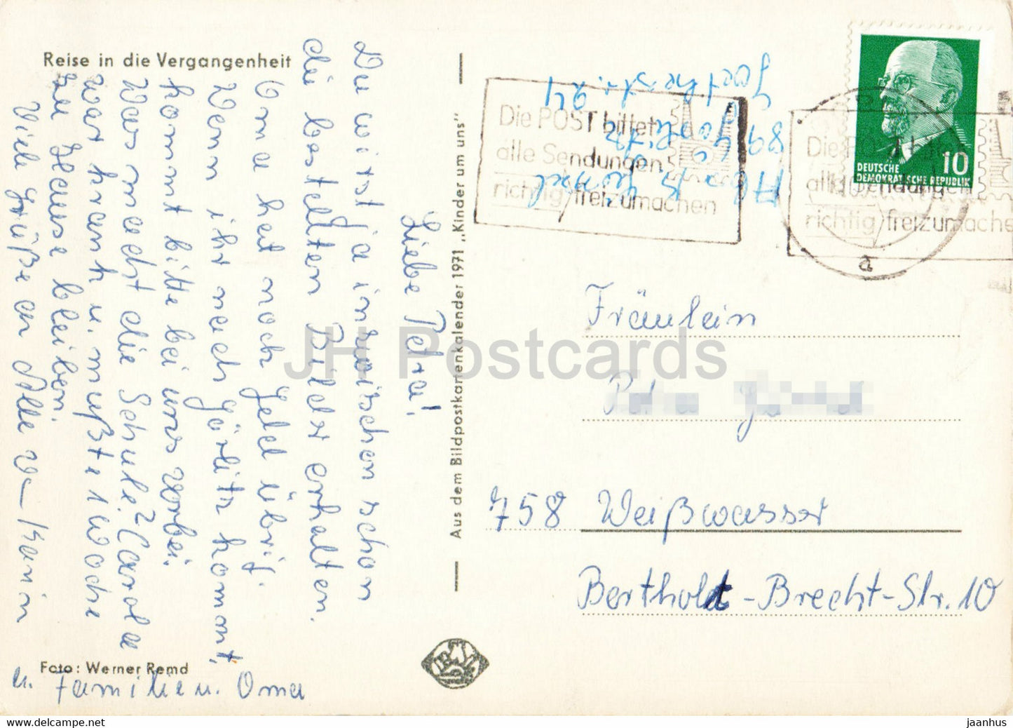 Reise in die Vergangenheit - old postcard - Germany DDR - used