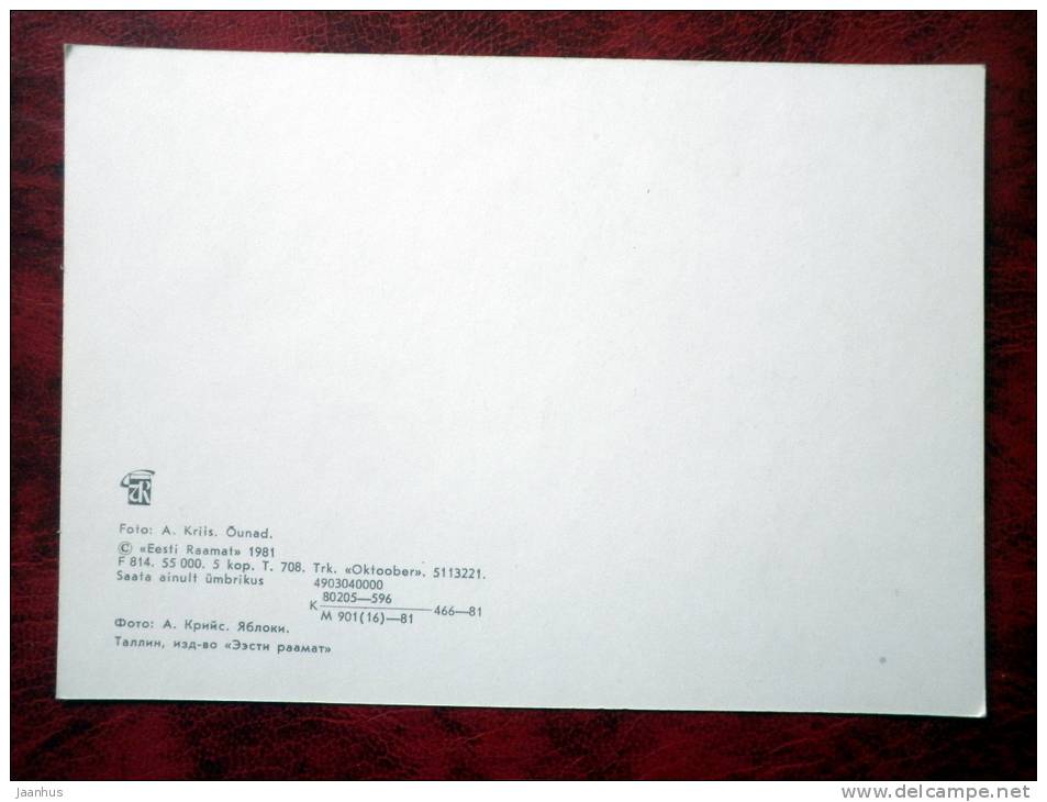 Apples - Estonia - USSR - 1981 - unused - JH Postcards