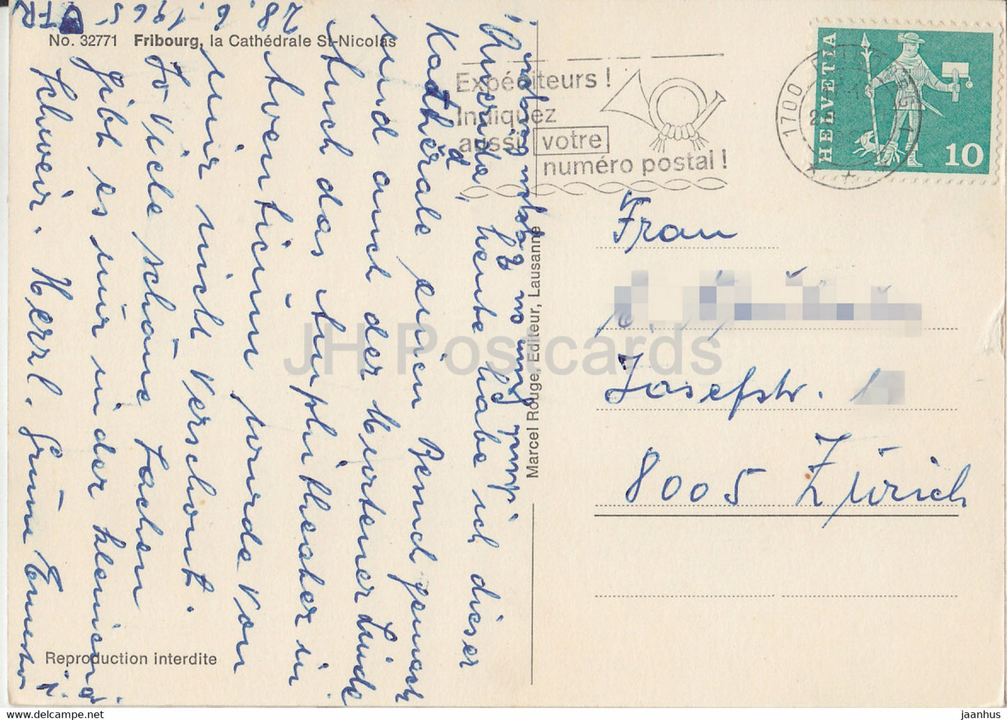 Fribourg - La Cathédrale St Nicolas - voiture - cathédrale - 32771 - 1965 - Suisse - occasion