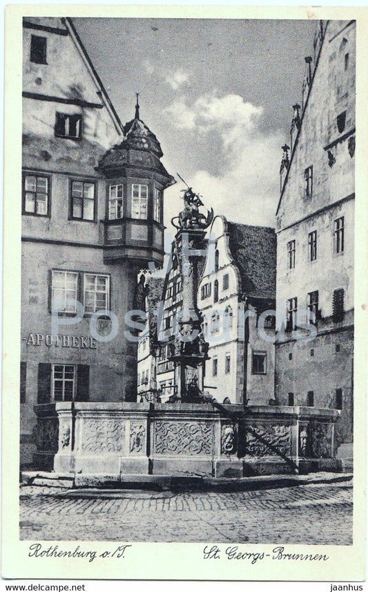 Rothenburg o d Tauber - St Georgs Brunnen - old postcard - Germany - unused - JH Postcards