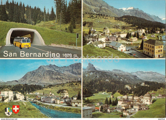 San Bernardino 1620 m - bus - multiview - Switzerland - unused - JH Postcards