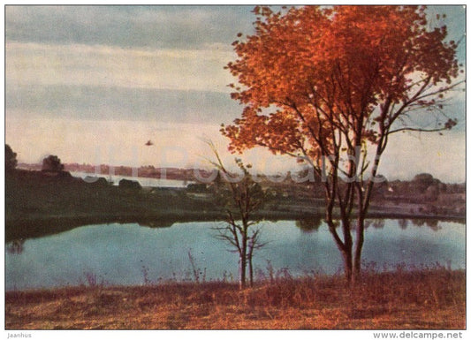Daugu lake - old postcard - Lithuania USSR - unused - JH Postcards
