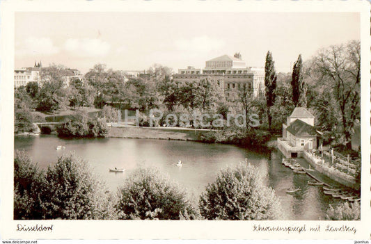 Dusseldorf - Schwanenspiegel mit Landtag - old postcard - 1953 - Germany - used - JH Postcards